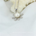 Snh 9mm White Button Real Pearl Pendant